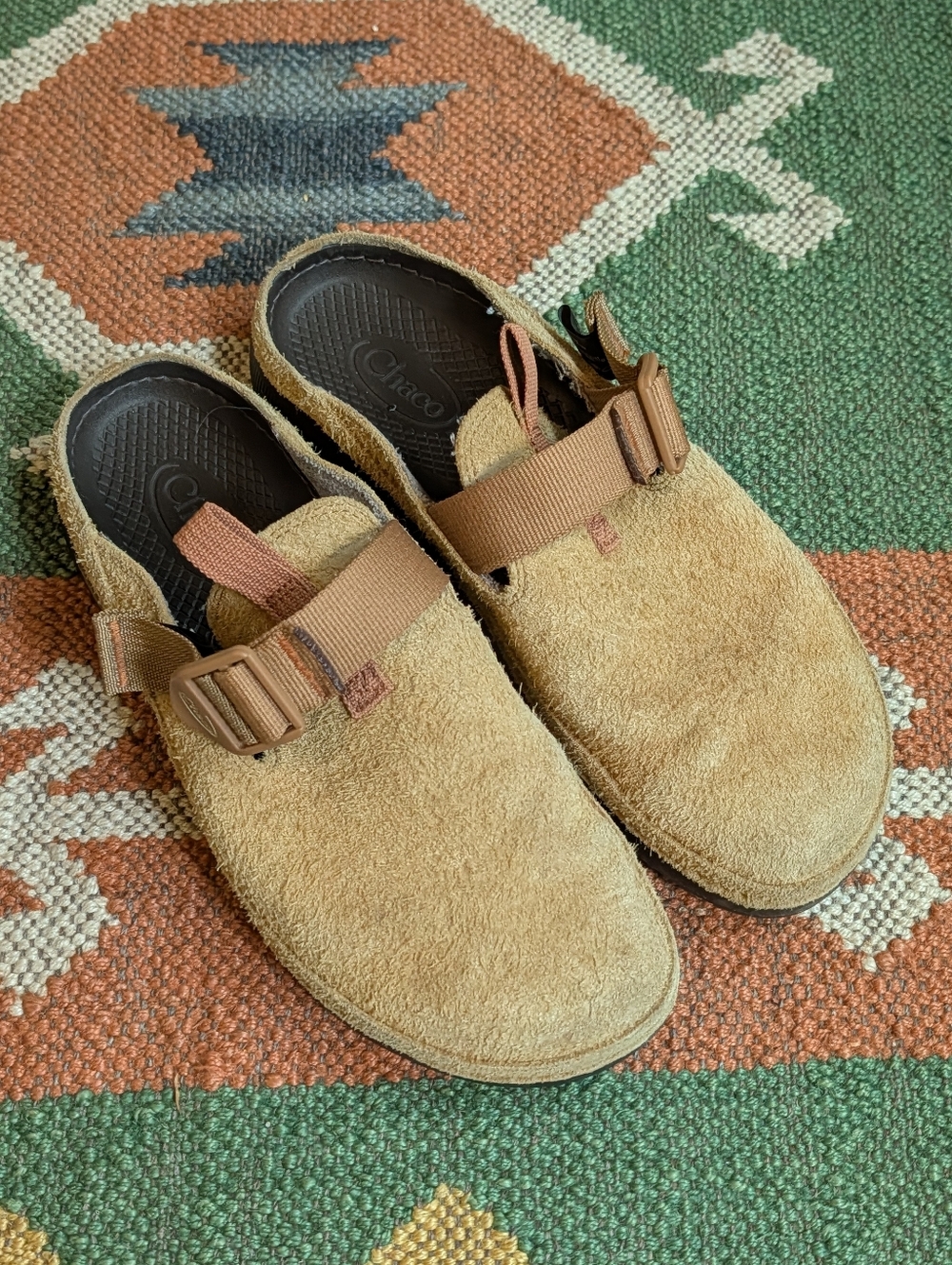 Chaco Women's Suede Slip-On Clogs in Tan and Brown